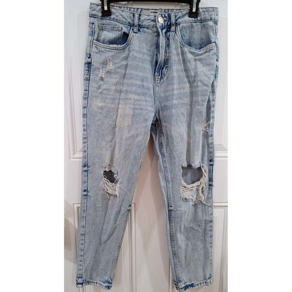 UH DENIM Relaxed Distressed Light Blue Straight Jeans mens Size 28 Regular